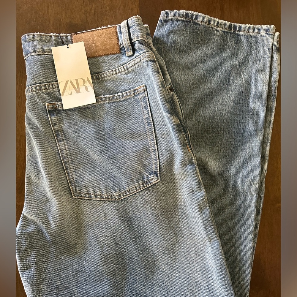 Zara Men’s straight fit 5 pocket jeans, mid blue-NWT 32x32
